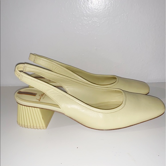 SAM EDELMAN | Toren Canary Yellow Seville Nappa Leather Sling Shoe Heel 7.5 - Picture 2 of 13